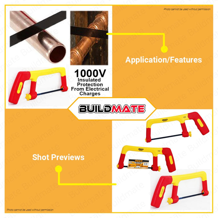 INGCO Insulated Protection 1000V Junior Hacksaw Hack Saw w/ Blade 6" 150mm HIJH3001 •BUILDMATE• IHT