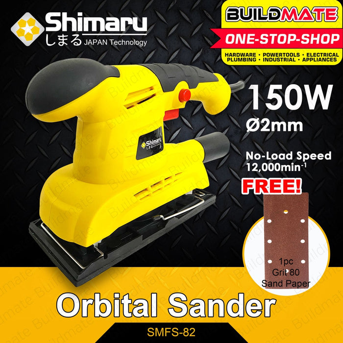 SHIMARU Japan Wood Orbital Sanding Finish Sander 150W 90x182mm SMFS82 + FREE 1pc Sandpaper GRIT 80
