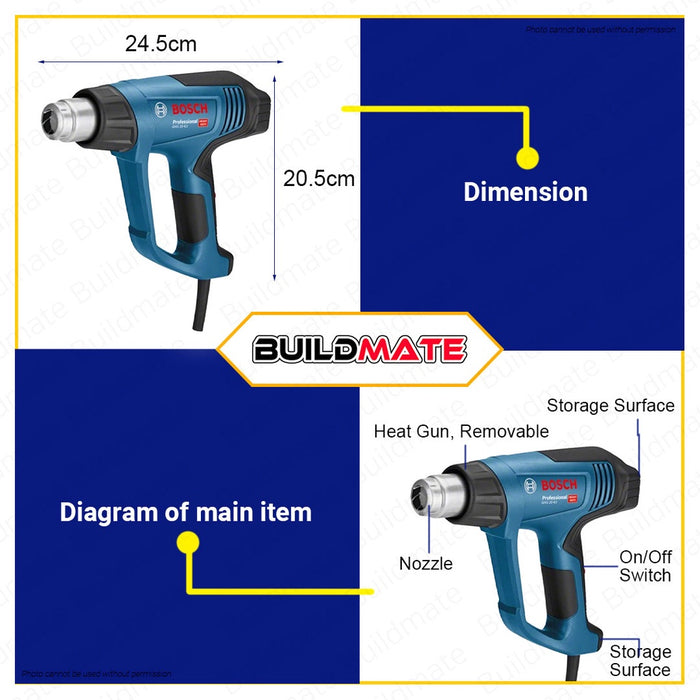 BOSCH Heavy Duty Hot Air Gun 2000W With Nozzle Heat Gun GHG 20-63 FE 06012A62K0 •BUILDMATE• BPT