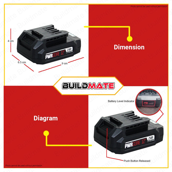 SKIL Lithium Ion Battery Pack 12V 2.5Ah PWRCORE 12" BY5199C-01 •BUILDMATE•