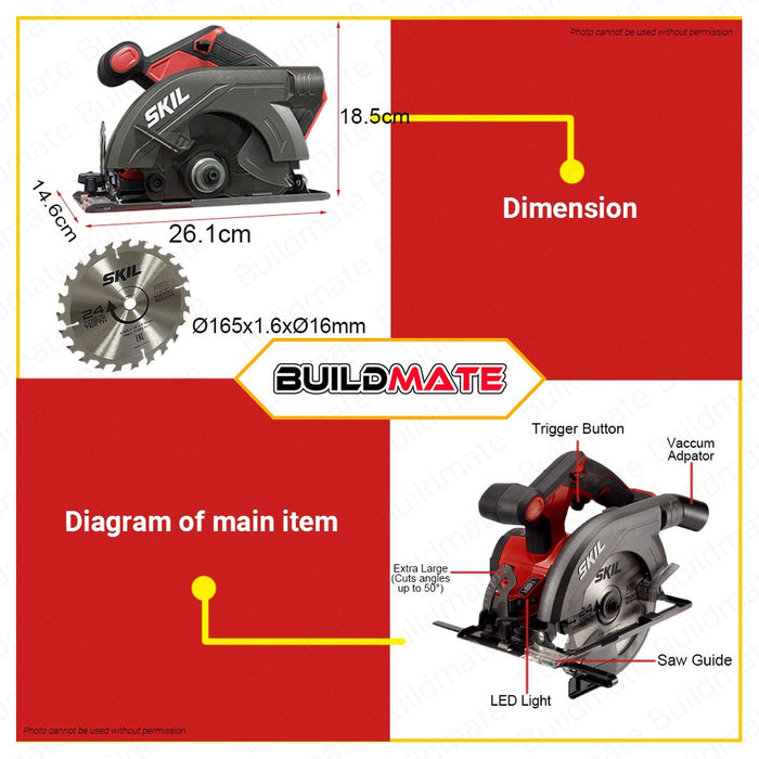 SKIL Cordless Circular Saw 20V with 1pc Blade SW1E3520CA BARE UNIT ONLY •BUILDMATE•
