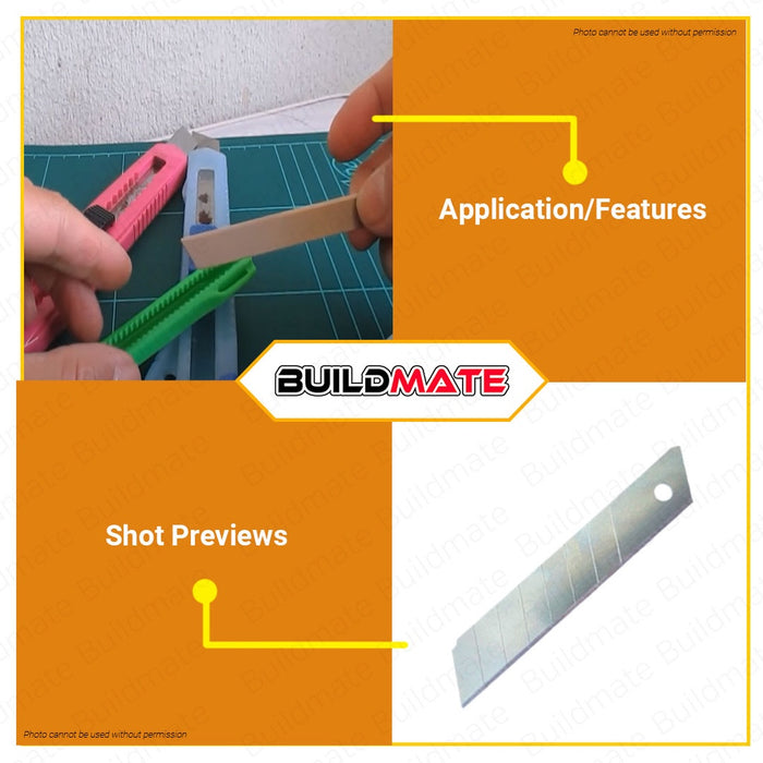 HOTECHE Utility Knife Cutter Blade Blades Only 10 pcs 18mm HTC-311018 / AUTHENTIC •BUILDMATE•