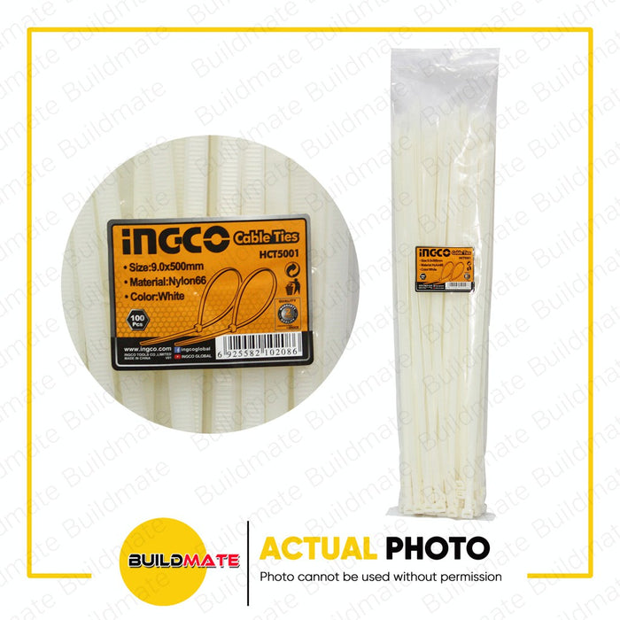 INGCO Heavy Duty 20" Cable Tie White 500mm 9mm 100PCS /Bag HCT5001 •BUILDMATE• IHT