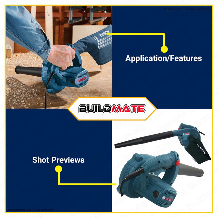 Bosch 820W Heavy Duty Leaf Air Blower w Dust Bag and Accessories Set Kit GBL 82-270 E 06019804K1 BPT