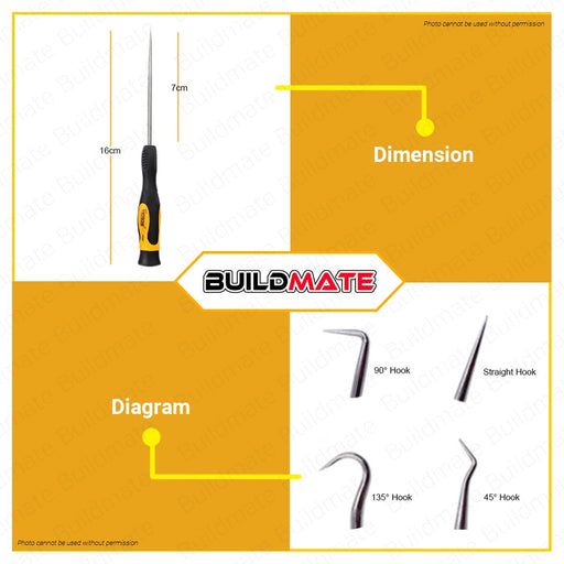 Hoteche Mini Lock Pick and Hook Set Cr-V 4 PCS/SET HTC-241802 •BUILDMATE•