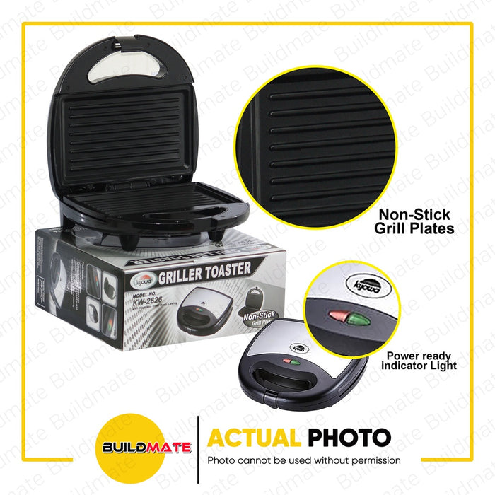 KYOWA Electric Griller Toaster Black Non Stick 750W with Stainless Body Casting KW-2626 •BUILDMATE•