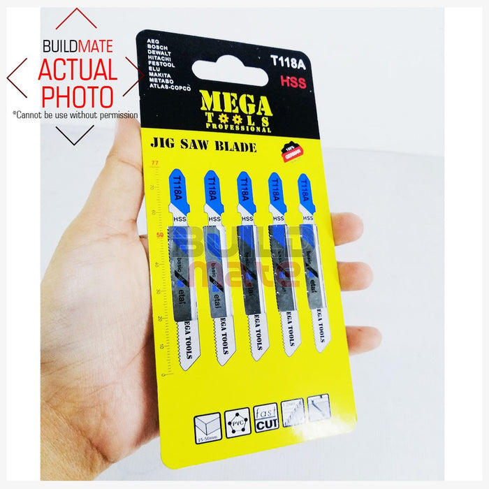 MEGA HSS Jigsaw Blade 5PCS/PAD FASTCUT Basic For Metal T118A •BUILDMATE•