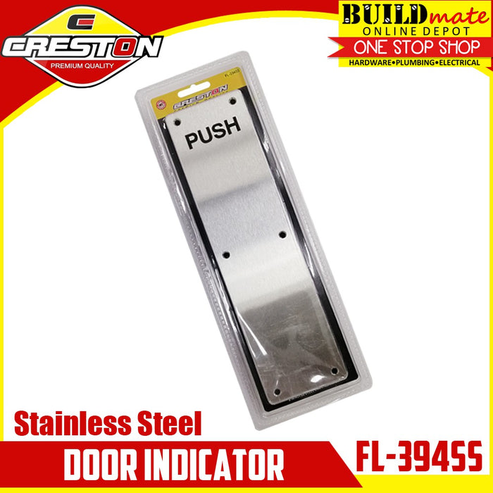 BUILDMATE Creston Stainless Steel Door Sign Indicator Push / Pull Handle Door Plate Label Entrance Signage SOLD PER PIECE FL-394SS / FL-395SS
