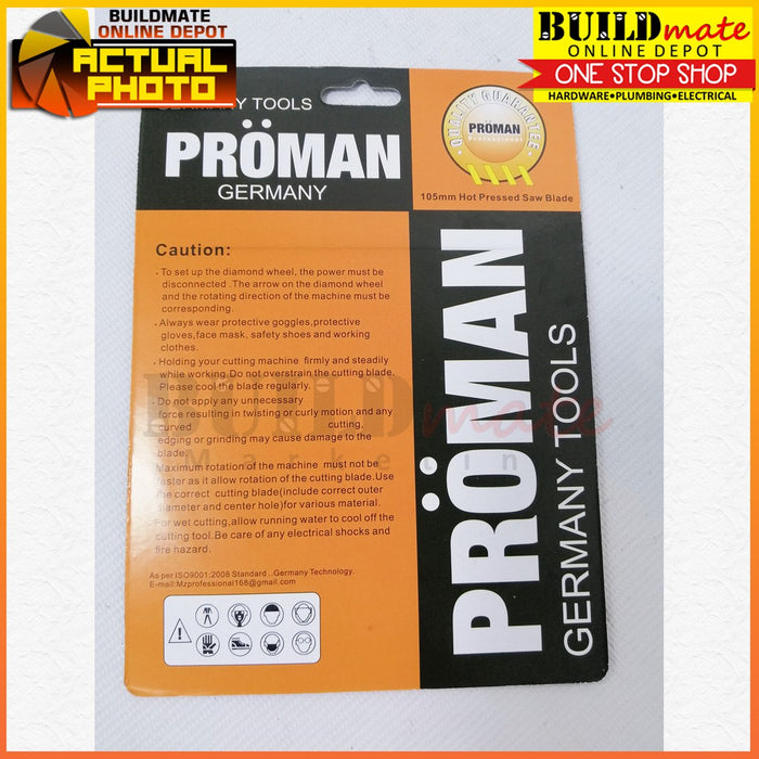 Proman Diamond Disc 4" 105mm Turbo Granite Cutter (CONTINOUS) P-4008B •BUILDMATE•
