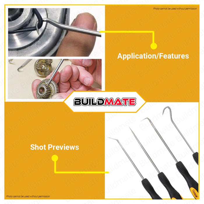 Hoteche Mini Lock Pick and Hook Set Cr-V 4 PCS/SET HTC-241802 •BUILDMATE•