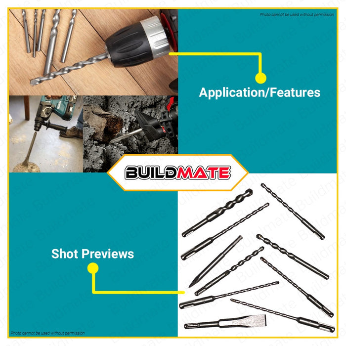 MAKITA Original SDS Plus Drill and Chisel 10PCS/SET D-46361 •BUILDMATE•