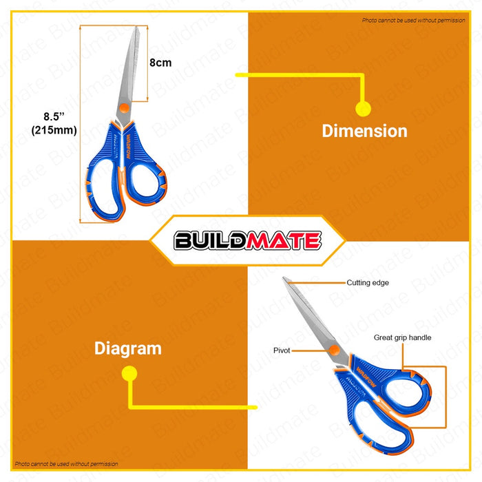 WADFOW Scissor 8" Inch | 8.5" Inch Multi Purpose Scissors [SOLD PER PIECE] Steel •BUILDMATE• WHT
