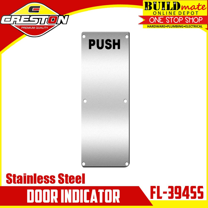 BUILDMATE Creston Stainless Steel Door Sign Indicator Push / Pull Handle Door Plate Label Entrance Signage SOLD PER PIECE FL-394SS / FL-395SS