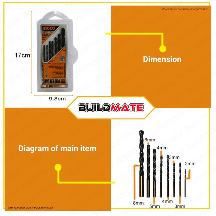 INGCO 8 PCS HSS Twist Drill Bits Set SUPER SELECT AKDB0801 •BUILDMATE• HT2