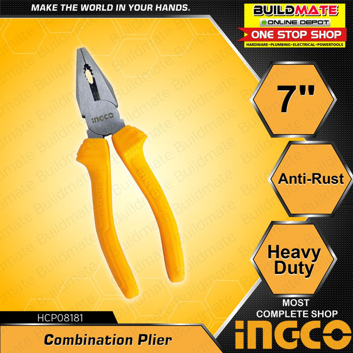 BUILDMATE Ingco 7" / 8" Inch Combination Pliers Cr-V Lineman's Tools Electricians Wire Stripping Plier HCP08181 HCP08201 IHT