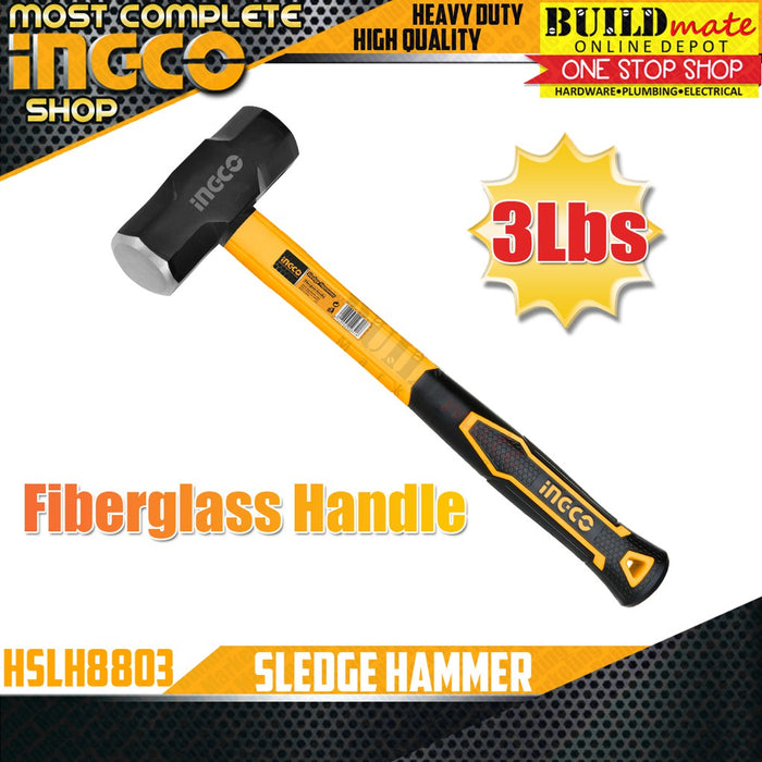INGCO Sledge Hammer Stoning Maso 3Lbs Carbon Steel w/ Fiberglass Handle HSLH8803 •BUILDMATE• IHT