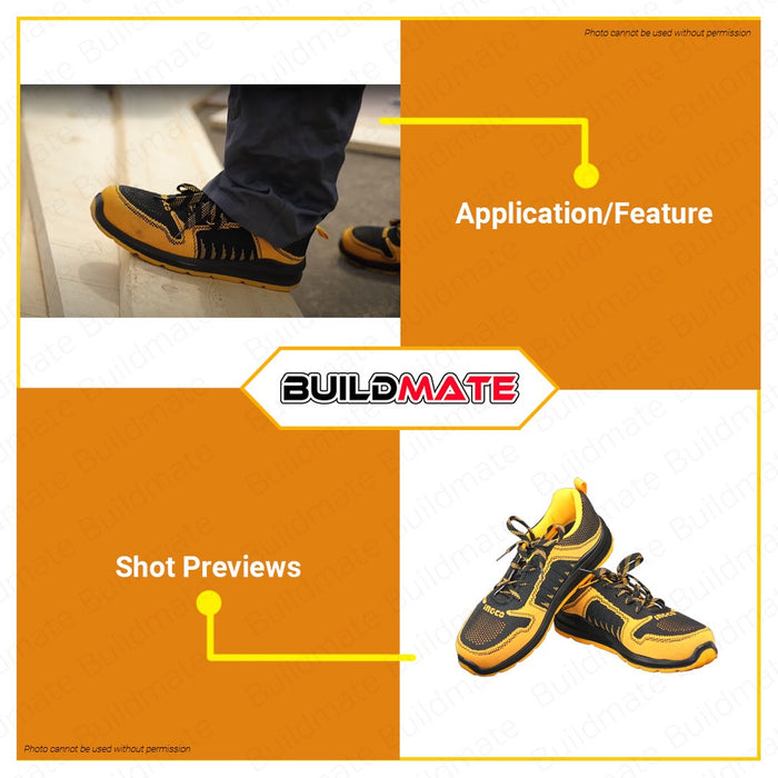 BUILDMATE Ingco Safety Boots 37 - 46 Steel Toe Foot Protection Safety Breathable Worker Closed Rubber Shoes Protective Work Footwear SOLD IN PAIR SSH81SB - IHT