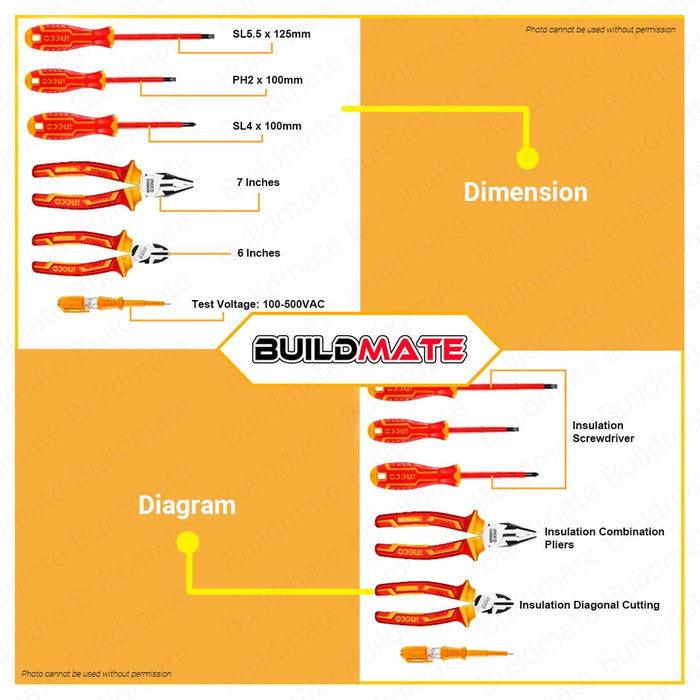 INGCO 6 PCS Insulated Hand Tool Set HKIST3061 •BUILDMATE• IHT