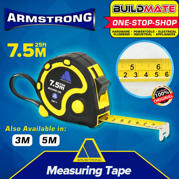ARMSTRONG Rubber Coated Measuring Tape Measure 3m 5m 7.5m SOLD PER PIECE •BUILDMATE•