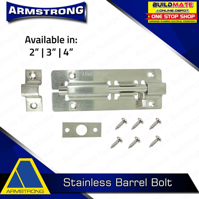 ARMSTRONG Stainless Steel Barrel Bolt Door Lock 2"  3" 4"  SOLD PER PIECE •BUILDMATE•