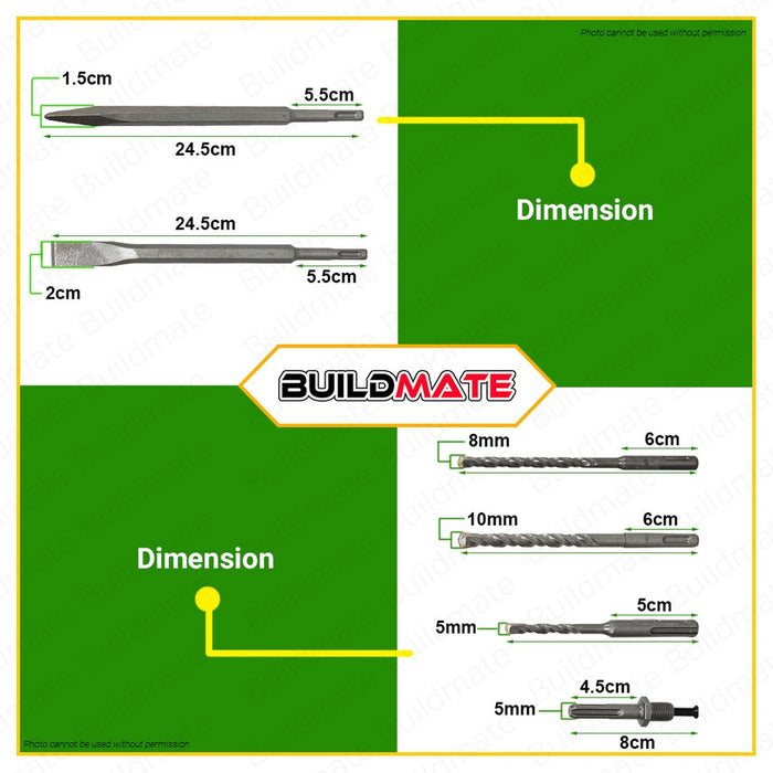 HOYOMA JAPAN SDS Plus Concrete Drill Bits 6 PCS/SET HT-SP6K 100% ORIGINAL •BUILDMATE• HYMHT