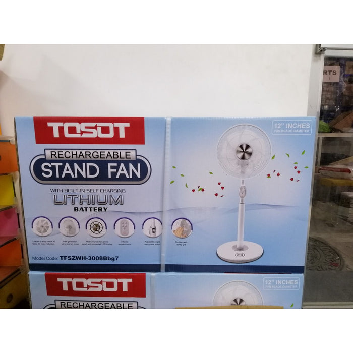 TOSOT Rechargeable Stand Fan 12" TFSZWH-3008Bbg7