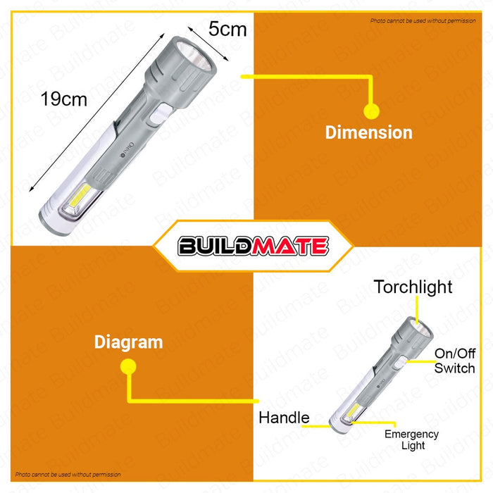 OMNI LED Rechargeable Torchlight + Emergency Light RFL-9128 •BUILDMATE•