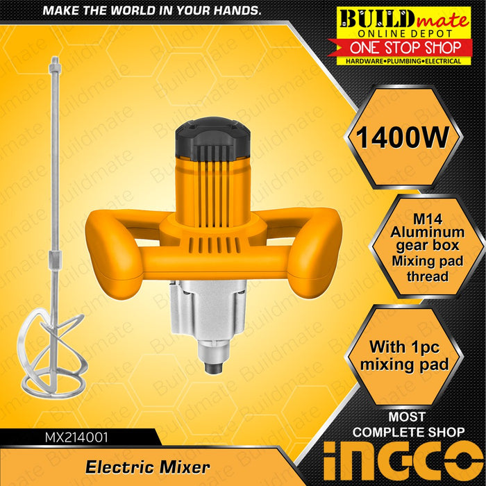 [SALE] INGCO Electric Mixer 1400W Hand Mixer With Mixing Pad Multi-functional Mixer For Concrete, Paint, Latex And Mortar MX214001 | 100% ORIGINAL / AUTHENTIC •BUILDMATE• IPT
