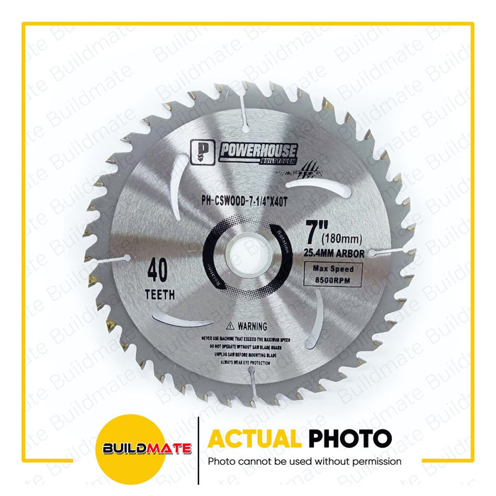 BUILDMATE Powerhouse 7-1/4" Circular Saw Blade CARBIDE Tip For Wood 40T PH-CSWOOD7-1/4X40T - PHPTA