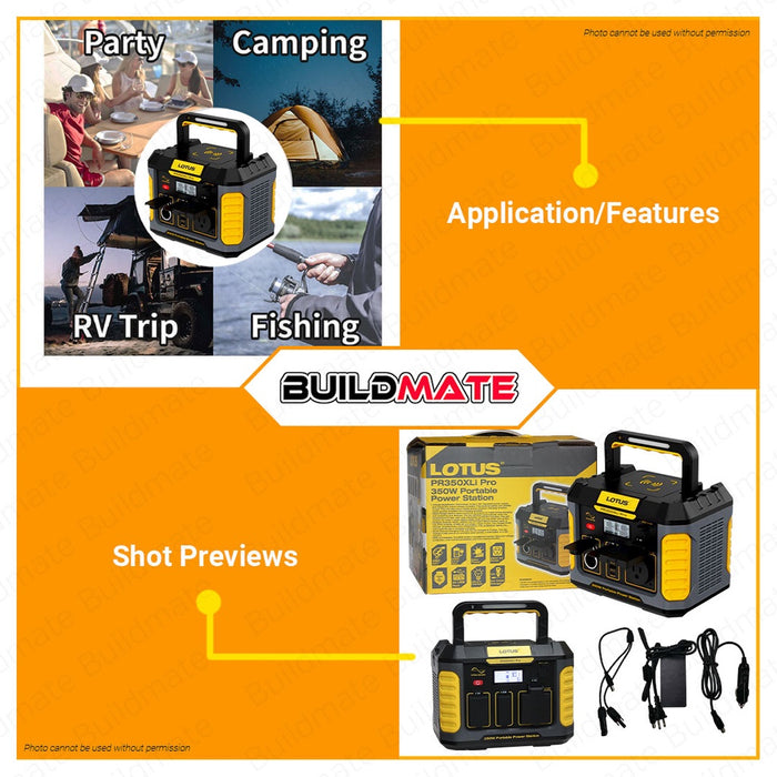 LOTUS 350W | 400W Li-Ion Cordless Rechargeable Portable Power Station Generator Supply [SOLD PER SET] PR400X / PR350XLI  •BUILDMATE•