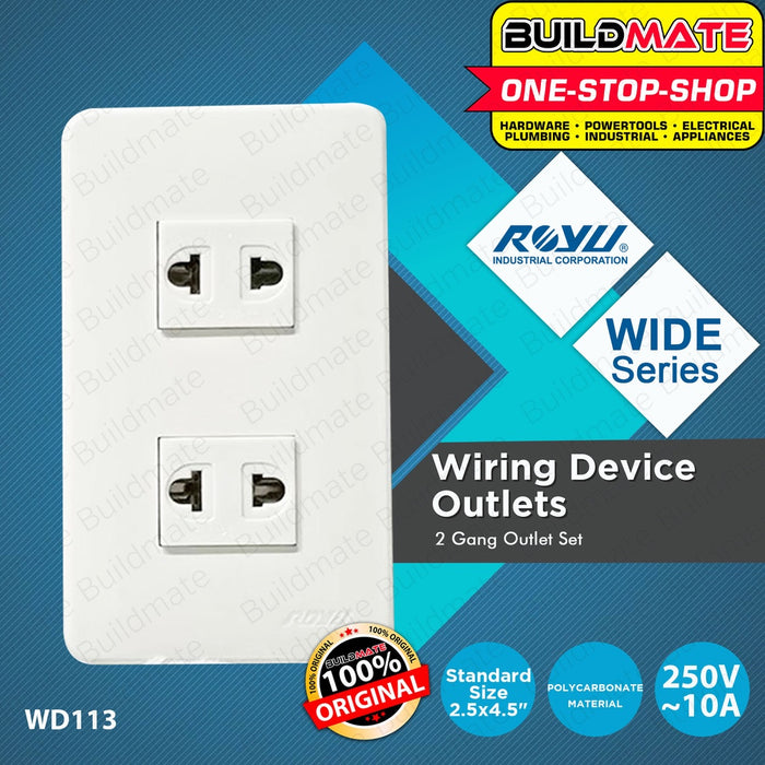 ROYU Wide Series Plate 1 2 3 Gang Universal Outlet Switch LED Reflector Ground & Shutter •BUILDMATE•