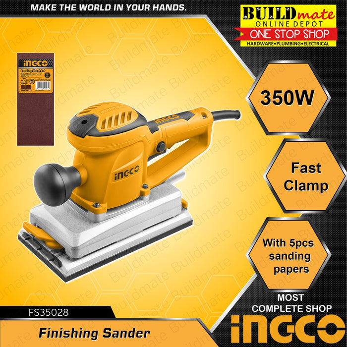 INGCO Finishing Sander 220x110mm Fast Clamp 350W FS35028 +FREE TAPEMEASURE & GLOVES •BUILDMATE• IPT