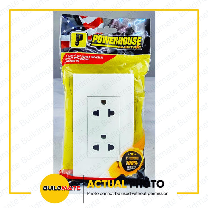 LIGHTHOUSE Electric 3 Gang Plate w/ Duplex Universal Outlet w/ Ground  LHWD-405-P3  •BUILDMATE• PHLH