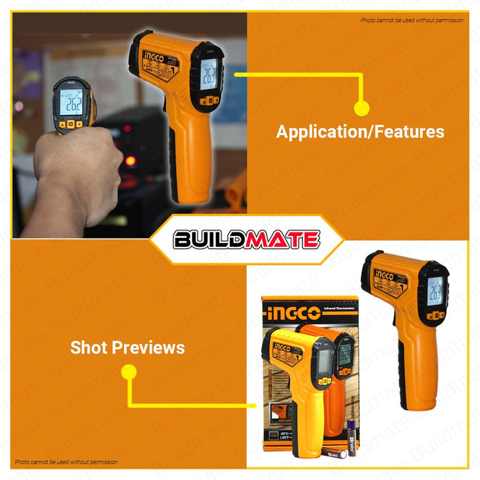 BUILDMATE Ingco Infrared Digital Thermometer Thermal Scanner Body and Surface HIT010381 / HIT0155026 / HIT0155028 - IPT