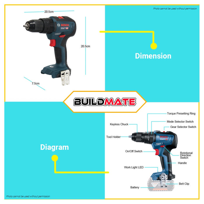 BOSCH Professional Cordless Lithium Ion Li-Ion Drill Driver GSB 18V-50 06019H5182 •BUILDMATE• BLC
