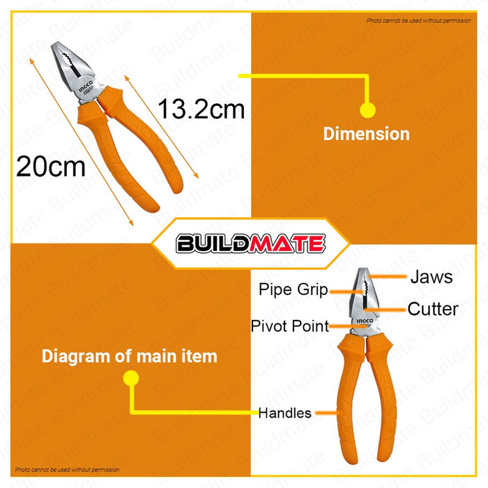 INGCO Combination Pliers 8" SUPER SELECT HCP12200 •BUILDMATE• HT2