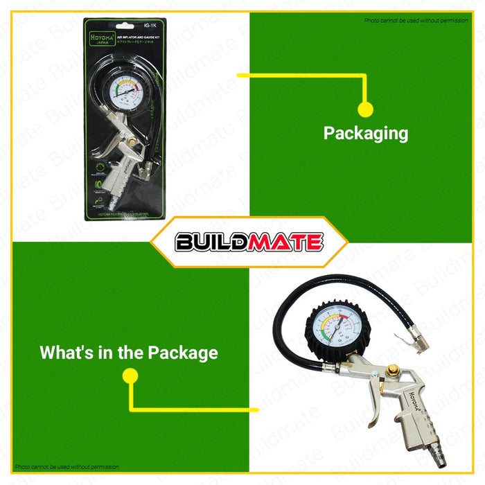 HOYOMA Air Inflator And Gauge Kit Tire Air Pressure Air Compressor Tire Inflator IG-1K •BUILDMATE•
