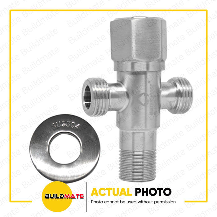 WATERHOUSE Stainless 3 Way Angle Valve Heavy Duty 1/2" x 1/2" x 1/2" SSAV3-1212 •BUILDMATE• PHWH