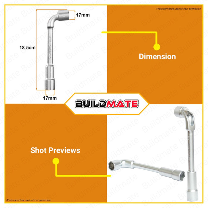 WADFOW L-Angled Socket Wrench 8mm To 19mm Hand Tools Chrome-Plated SOLD PER PIECE •BUILDMATE• WHT