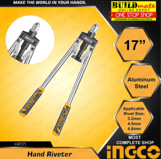 INGCO Hand Riveter Aluminum Steel 17" (420mm) HR171 •BUILDMATE• IHT
