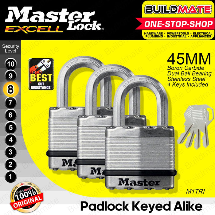 BUILDMATE Master Lock Excel / Magnum Pad Lock Set 45mm Keyed Padlocks Anti-Theft Security Key Lock SOLD PER SET