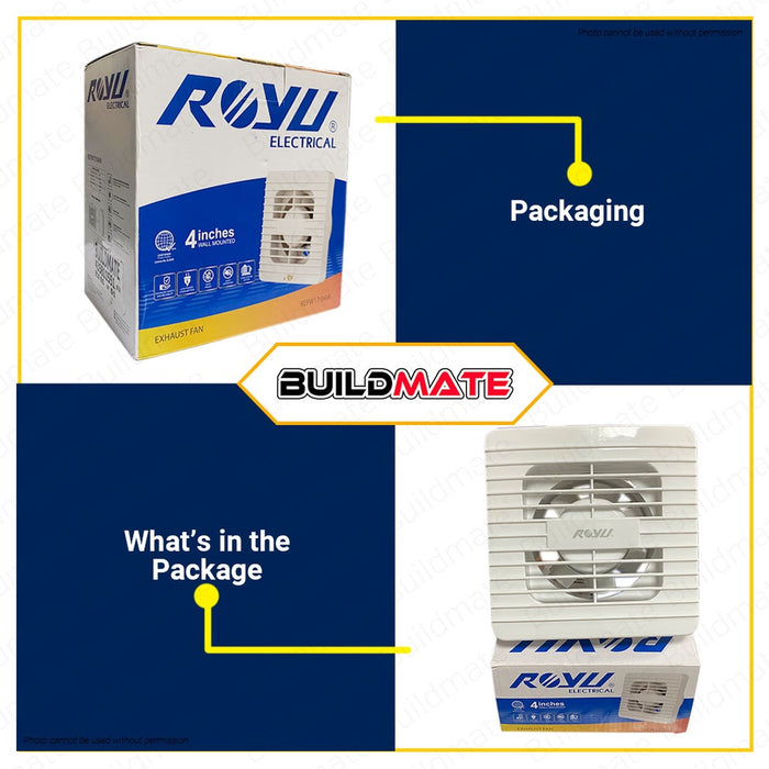 ROYU Wall Mounted Exhaust Fan 4" Fan Blade MINI REFW17/04W •BUILDMATE•