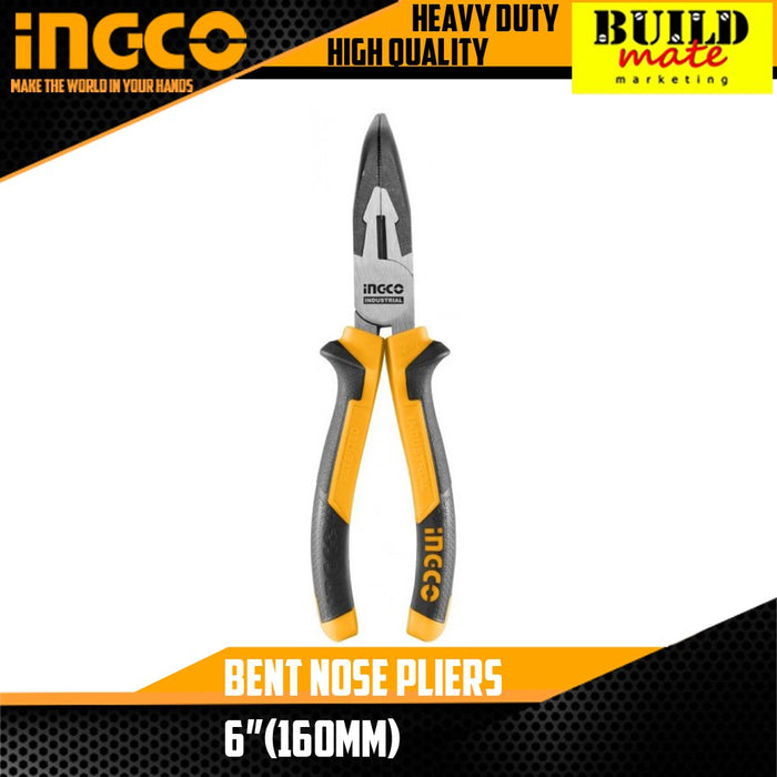 BUILDMATE Ingco 6" Inch Bent Nose Pliers / 8" Inch High Leverage Bent Nose Pliers Hand Tools for DIY Craft HBNP28168 / HHBNP28201 - IHT