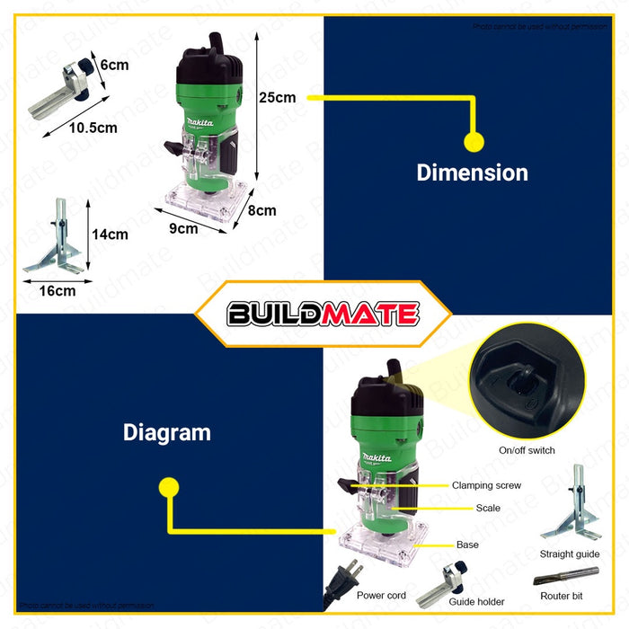 MAKITA Original Palm Router / Trimmer 530W M3700B •BUILDMATE•