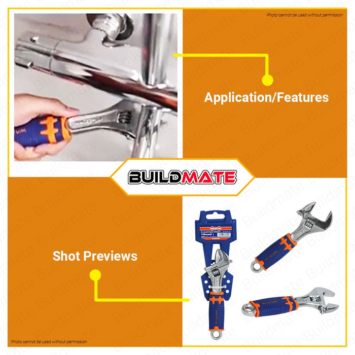 WADFOW Adjustable Wrench 6" Inch 150mm Wrenches Two Toned Soft Handle WAW2206 •BUILDMATE• WHT