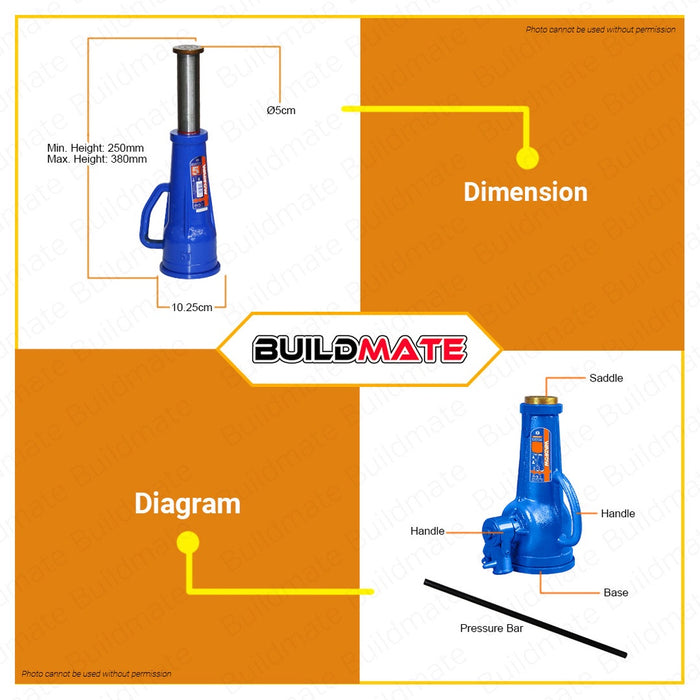 WADFOW Mechanical Screw Jack 5 TON Jack Screw Bottle Stand For Car Lift Used WHJ5550 •BUILDMATE• WHT