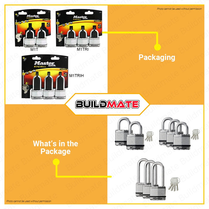 BUILDMATE Master Lock Excel / Magnum Pad Lock Set 45mm Keyed Padlocks Anti-Theft Security Key Lock SOLD PER SET