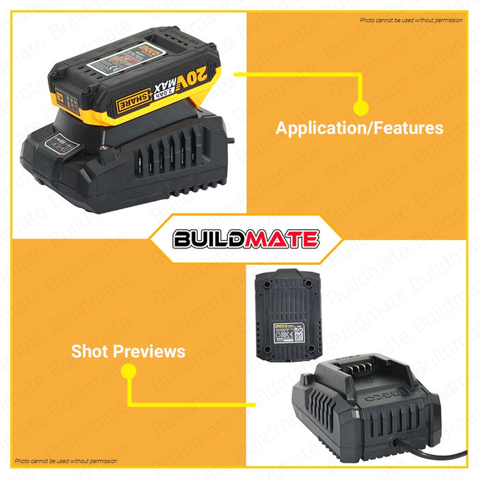 INGCO Fast Intelligent Charger FCLI2001 POWERSHARE  •BUILDMATE• IHT