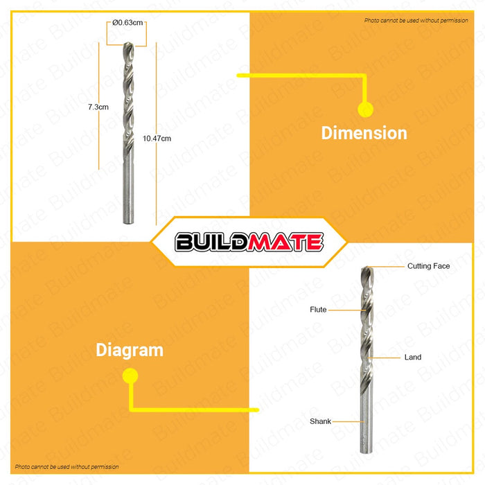 INGCO M2 HSS Drill Bit 1/4" DBT11101041 100% ORIGINAL / AUTHENTIC •BUILDMATE• IHT