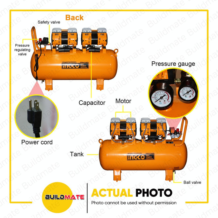 INGCO 4HP 100L Air Compressor Oil Free Noiseless System 1500W SUPER SELECT ACS2241001P •BUILDMATE• IPT